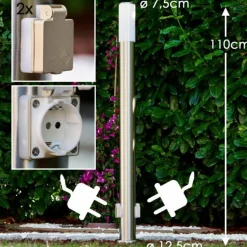 Caserta Lampadaire, Eclairage de chemin Acier inoxydable, 1 lumière