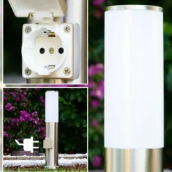 Caserta Lampadaire, Eclairage de chemin Acier inoxydable, Blanc, 1 lumière