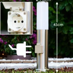 Caserta Lampadaire, Eclairage de chemin Acier inoxydable, Blanc, 1 lumière