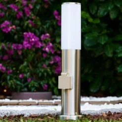 Caserta Lampadaire, Eclairage de chemin Acier inoxydable, Blanc, 1 lumière