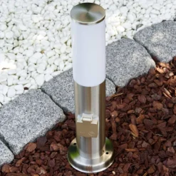 Caserta Lampadaire, Eclairage de chemin Acier inoxydable, Blanc, 1 lumière