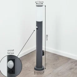 Caserta Lampe à prise électrique, Eclairage de chemin Anthracite, 1 lumière, Détecteur de mouvement