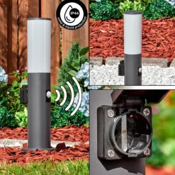 Caserta Prises électriques d'extérieur, Borne lumineuse, Eclairage de chemin Anthracite, 1 lumière, Détecteur de mouvement