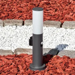 Caserta Prises électriques d'extérieur, Borne lumineuse, Eclairage de chemin Anthracite, 1 lumière, Détecteur de mouvement