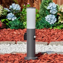 Caserta Prises électriques d'extérieur, Borne lumineuse, Eclairage de chemin Anthracite, 1 lumière, Détecteur de mouvement
