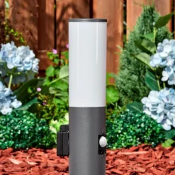 Caserta Prises électriques d'extérieur, Borne lumineuse, Eclairage de chemin Anthracite, 1 lumière, Détecteur de mouvement