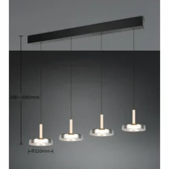 Celeste Suspension Luminaires Trio LED Noir, 1 lumière
