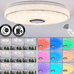 Cham Plafonnier LED Blanc, 1 lumière, Télécommandes, Changeur de couleurs