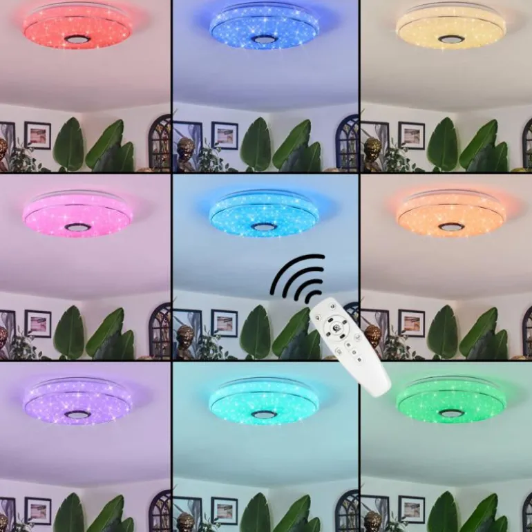 Cham Plafonnier LED Blanc, 1 lumière, Télécommandes, Changeur de couleurs