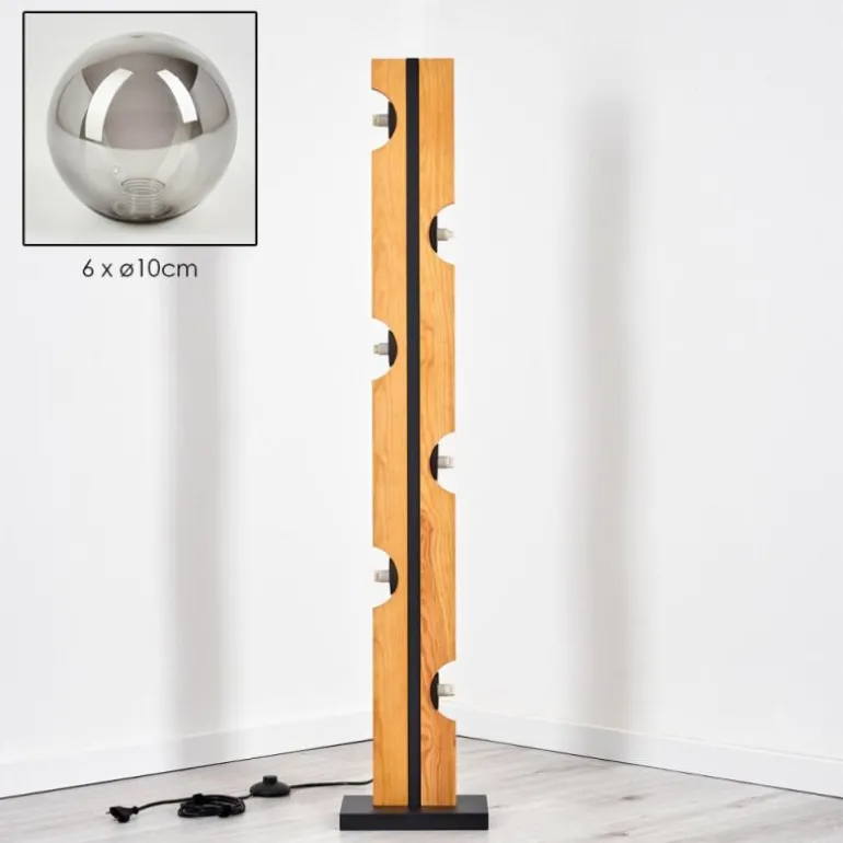 Chehalis Boule lumineuse, Lampadaire Écru, Noir, 6 lumières