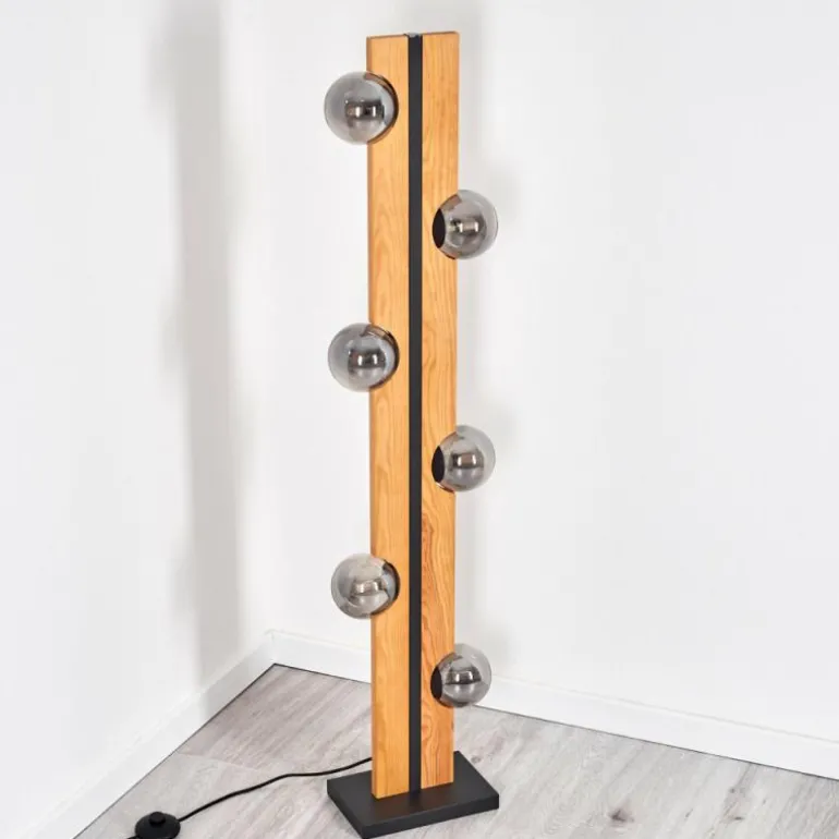 Chehalis Boule lumineuse, Lampadaire Écru, Noir, 6 lumières