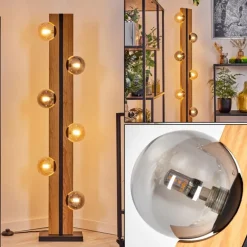 Chehalis Boule lumineuse, Lampadaire Écru, Noir, 6 lumières