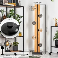 Chehalis Boule lumineuse, Lampadaire Écru, Noir, 6 lumières