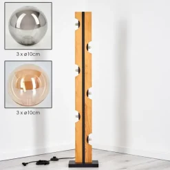 Chehalis Boule lumineuse, Lampadaire Écru, Noir, 6 lumières