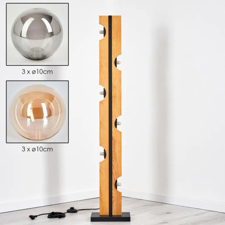 Chehalis Boule lumineuse, Lampadaire Écru, Noir, 6 lumières