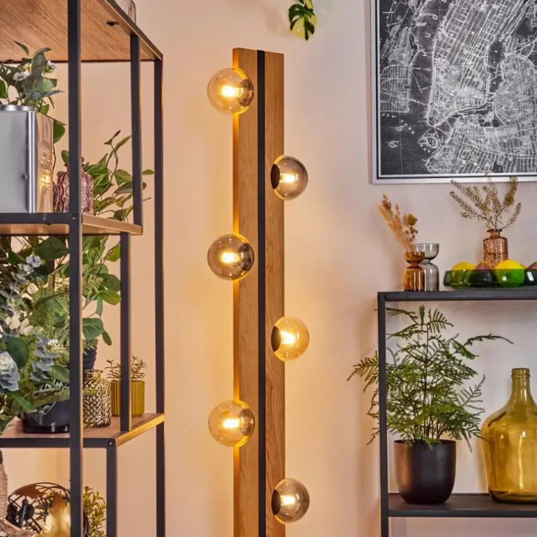 Chehalis Boule lumineuse, Lampadaire Écru, Noir, 6 lumières