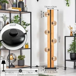 Chehalis Boule lumineuse, Lampadaire Écru, Noir, 6 lumières