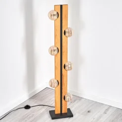 Chehalis Boule lumineuse, Lampadaire Écru, Noir, 6 lumières