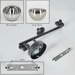 Chehalis Boule lumineuse, Applique murale 23 cm Chrome, Clair, Fumé, 3 lumières