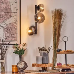 Chehalis Boule lumineuse, Applique murale 23 cm Chrome, Clair, Fumé, 3 lumières