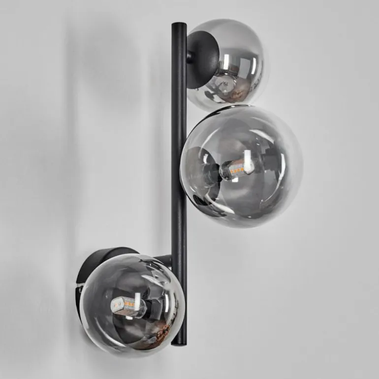 Chehalis Boule lumineuse, Applique murale 23 cm Chrome, Clair, Fumé, 3 lumières