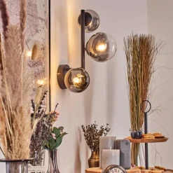 Chehalis Boule lumineuse, Applique murale 23 cm Chrome, Clair, Fumé, 3 lumières