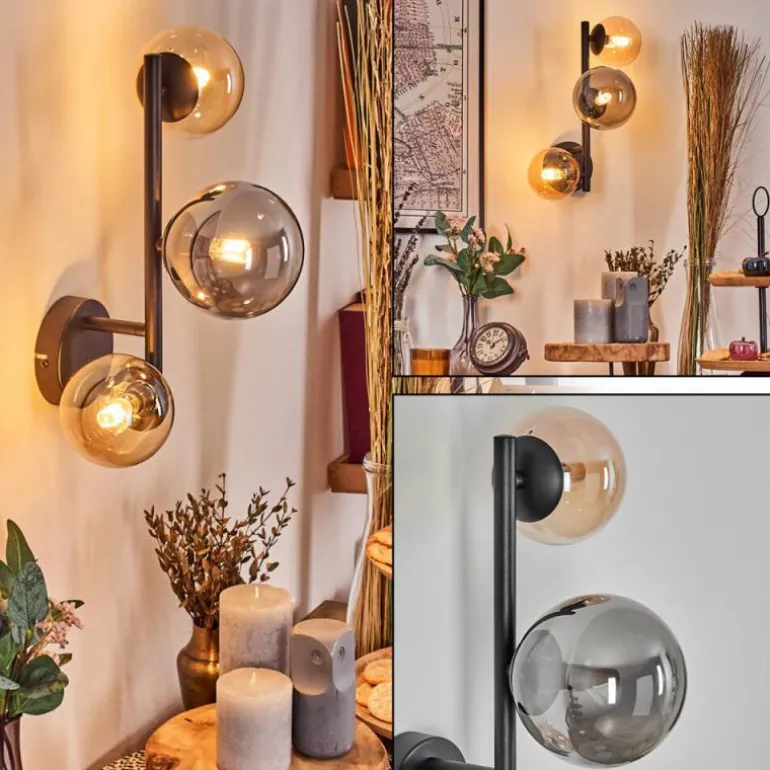 Chehalis Boule lumineuse, Applique murale Ambre, Fumé, 3 lumières