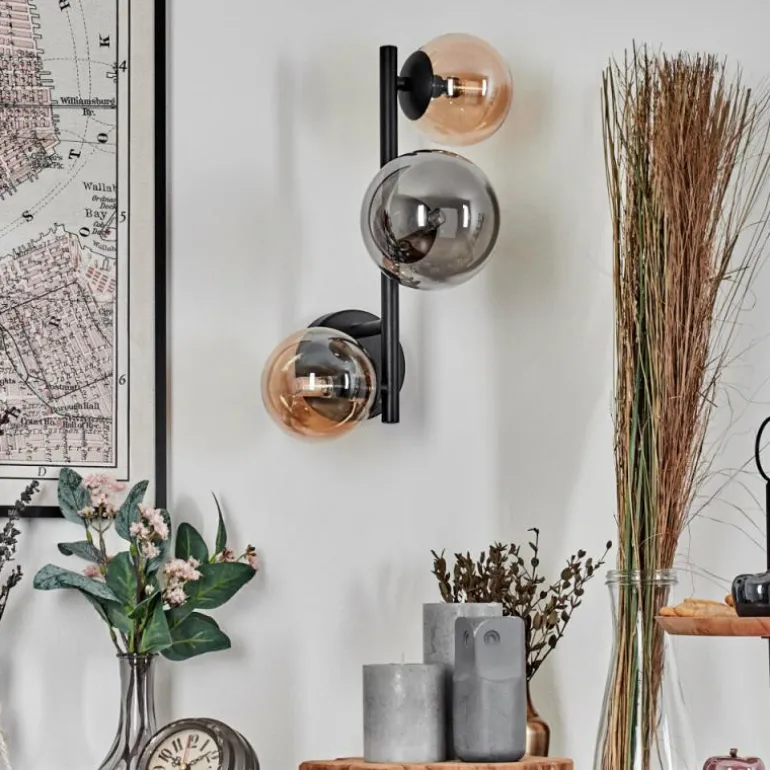 Chehalis Boule lumineuse, Applique murale Ambre, Fumé, 3 lumières