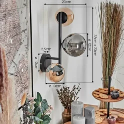 Chehalis Boule lumineuse, Applique murale Ambre, Fumé, 3 lumières