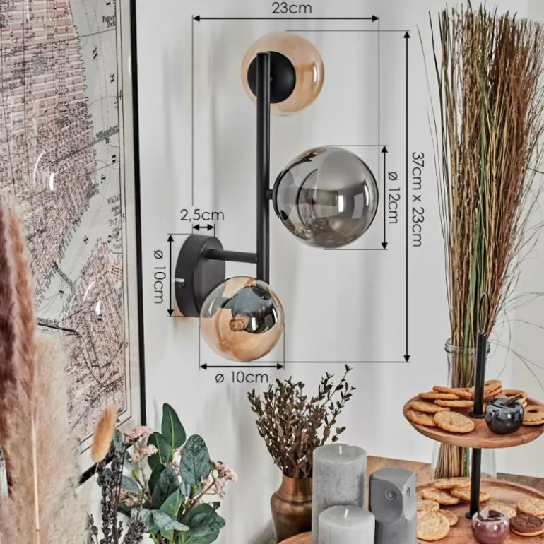 Chehalis Boule lumineuse, Applique murale Ambre, Fumé, 3 lumières