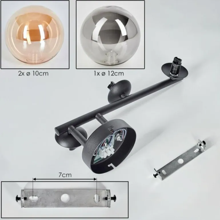 Chehalis Boule lumineuse, Applique murale Ambre, Fumé, 3 lumières