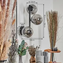 Chehalis Boule lumineuse, Applique murale Fumé, 3 lumières