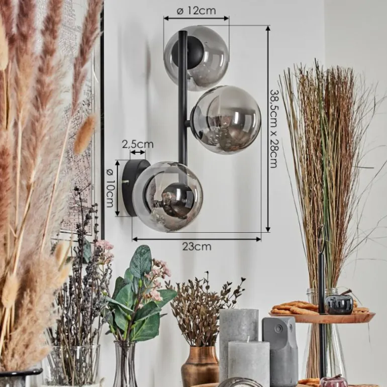 Chehalis Boule lumineuse, Applique murale Fumé, 3 lumières