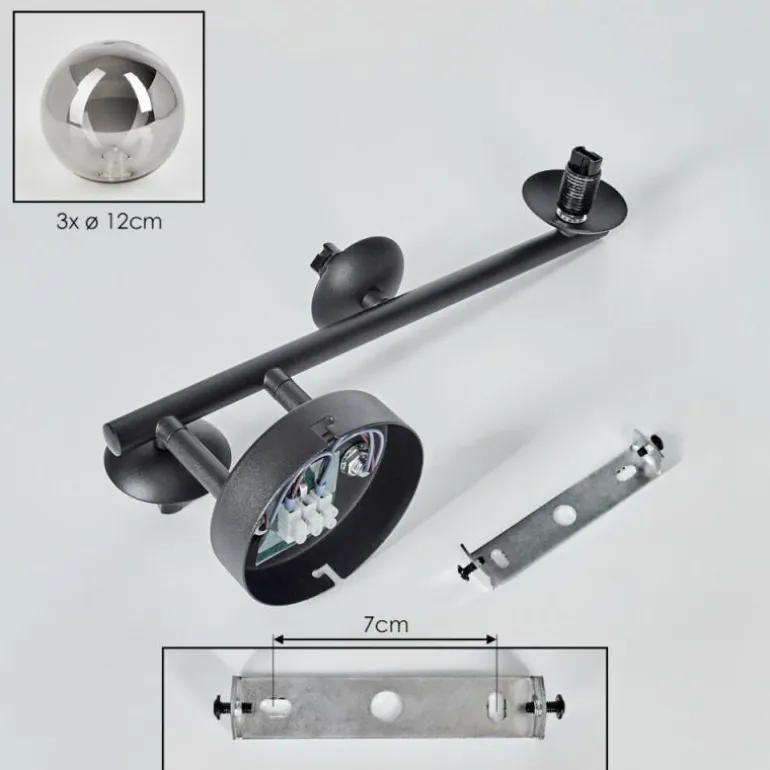 Chehalis Boule lumineuse, Applique murale Fumé, 3 lumières