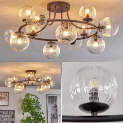 Chehalis Plafonnier, Boule lumineuse 76 cm Clair, 12 lumières