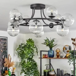 Chehalis Plafonnier, Boule lumineuse 76 cm Clair, 12 lumières