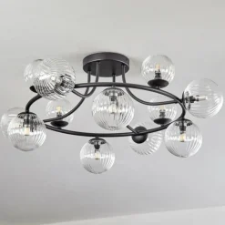 Chehalis Plafonnier, Boule lumineuse 76 cm Clair, 12 lumières
