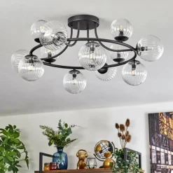 Chehalis Plafonnier, Boule lumineuse 76 cm Clair, 12 lumières