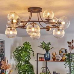 Chehalis Plafonnier, Boule lumineuse 76 cm Clair, 12 lumières