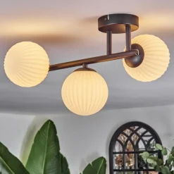 Chehalis Plafonnier, Boule lumineuse Blanc, 3 lumières