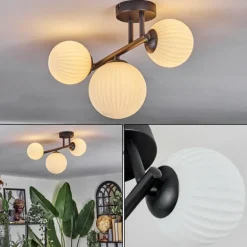 Chehalis Plafonnier, Boule lumineuse Blanc, 3 lumières