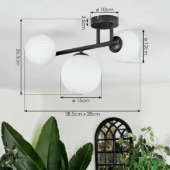 Chehalis Plafonnier, Boule lumineuse Blanc, 3 lumières