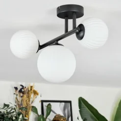 Chehalis Plafonnier, Boule lumineuse Blanc, 3 lumières