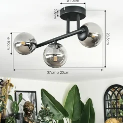 Chehalis Plafonnier, Boule lumineuse Fumé, 3 lumières