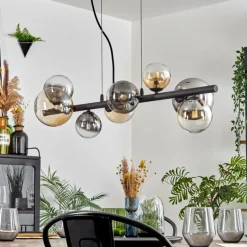 Chehalis Suspension, Boule lumineuse, Suspension Ambre, Clair, Fumé, 8 lumières