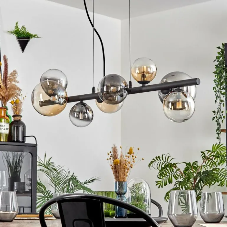 Chehalis Suspension, Boule lumineuse, Suspension Ambre, Clair, Fumé, 8 lumières