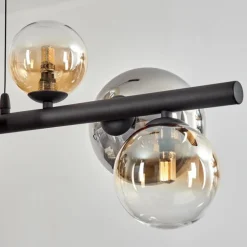 Chehalis Suspension, Boule lumineuse, Suspension Ambre, Clair, Fumé, 8 lumières