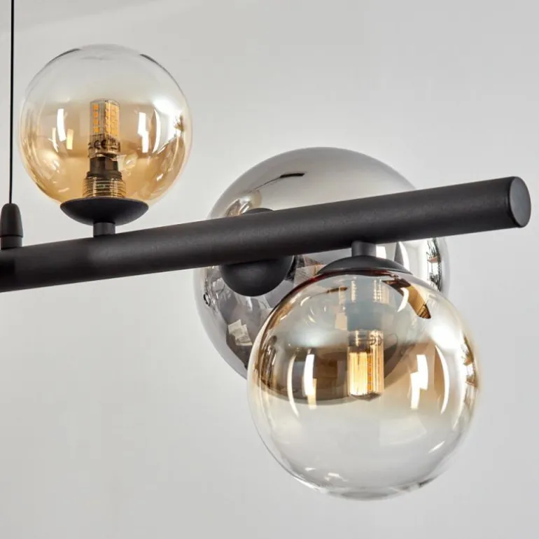 Chehalis Suspension, Boule lumineuse, Suspension Ambre, Clair, Fumé, 8 lumières