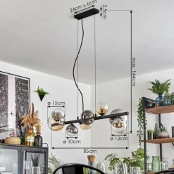 Chehalis Suspension, Boule lumineuse, Suspension Ambre, Clair, Fumé, 8 lumières