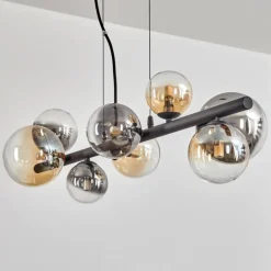Chehalis Suspension, Boule lumineuse, Suspension Ambre, Clair, Fumé, 8 lumières